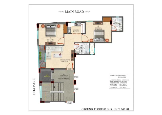 1215 Sq Ft 3 BHK Apartment For Sale in South Delhi