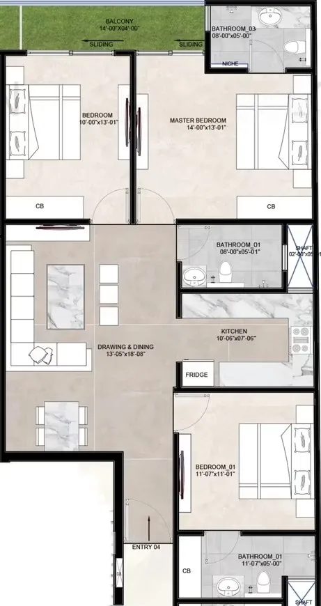 1150 Sq Ft 3 BHK Apartment For Sale in Sultanpur, New Delhi