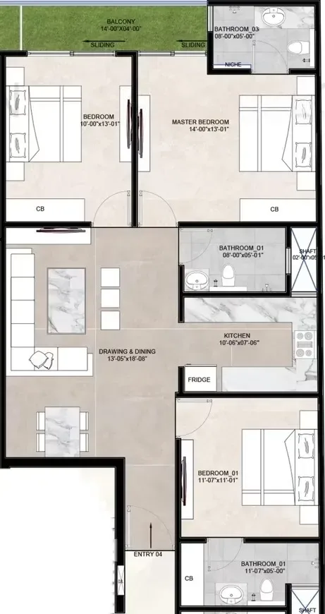 3 BHK Apartment For Sale | 1225 Sq Ft in Sultanpur, New Delhi