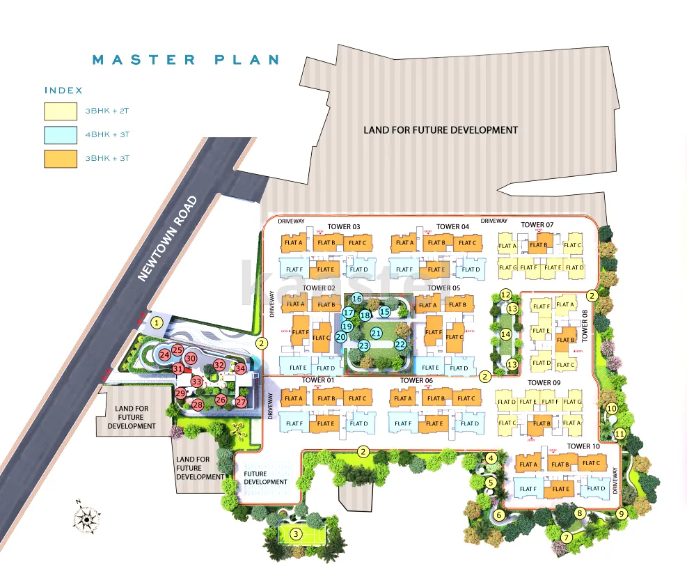 Merlin F Residences Gated Community 3 & 4 BHK Apartments in Newtown